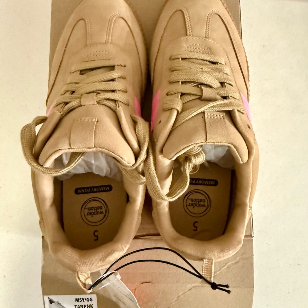 WonderWink Tan and Pink Kids Sneakers